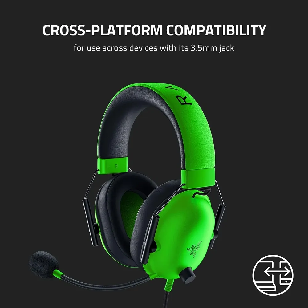 אוזניות גיימינג Razer BlackShark V2 X- צבע ירוק
