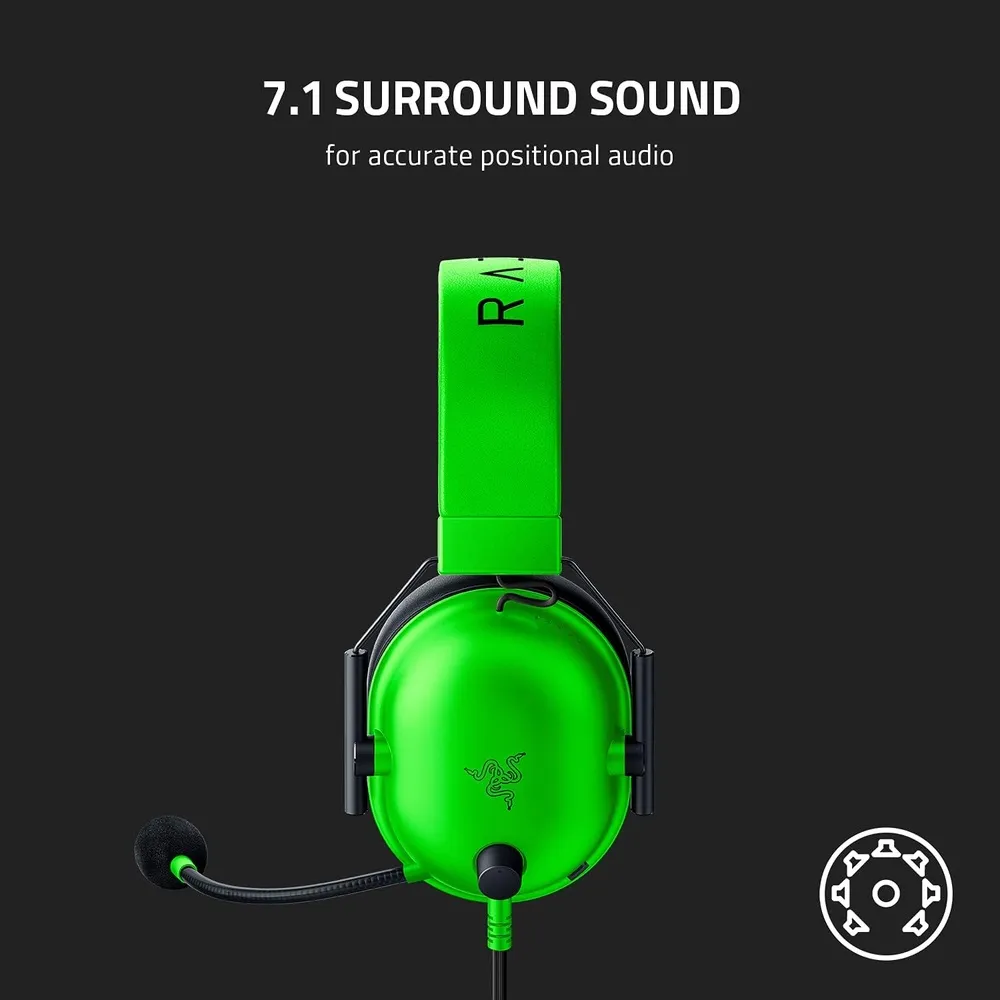 אוזניות גיימינג Razer BlackShark V2 X- צבע ירוק