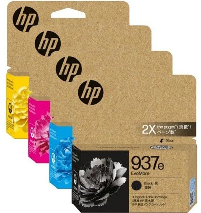 סט 4 ראשי דיו מקוריים HP 937e