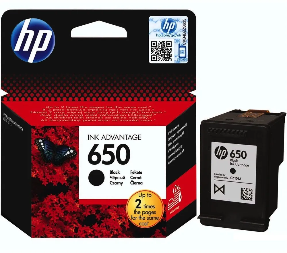ראש דיו שחור מקורי HP 650BK CZ101AE