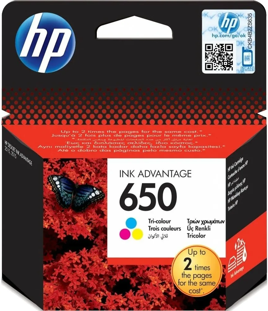 ראש דיו צבעוני מקורי HP 650 CZ102AE