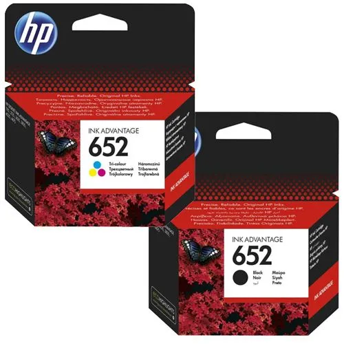 זוג ראשי דיו מקוריים HP 652 F6V25AE+‎F6V24AE