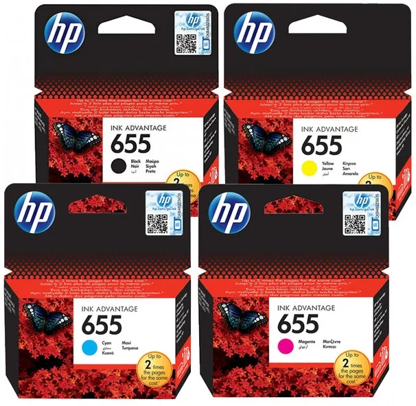 סט 4 ראשי דיו מקוריים HP 655
