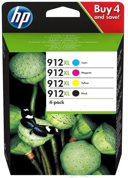 סט 4 ראשי דיו מקוריים HP 912XL