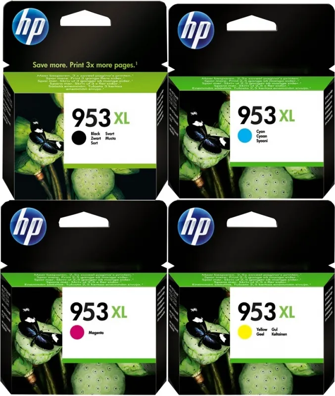 סט 4 ראשי דיו מקוריים HP 953XL