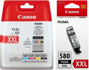 סט 5 ראשי דיו מקוריים PGI580XXLBK + CLI581XXL CANON