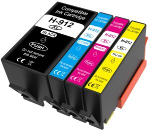 סט 4 ראשי דיו תואמים HP 912XL