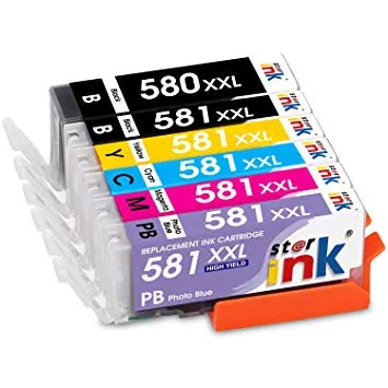 סט 5 ראשי דיו תואמים Canon PGI580XXLBK + CLI581XXL
