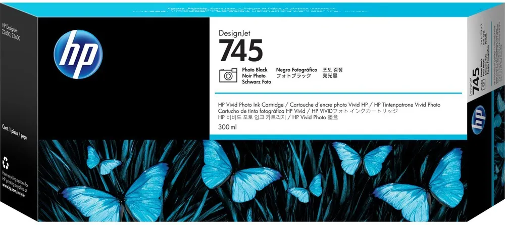 ראש דיו שחור פוטו מקורי HP 745 F9K04A