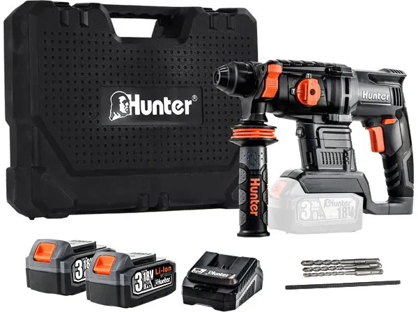 פטישון נטען 18 מ"מ Hunter 100112-002 18V – עם שתי סוללות 2x3Ah
