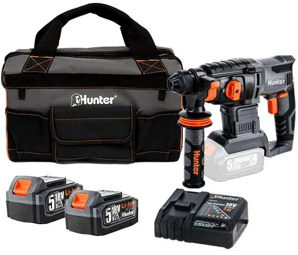 פטישון נטען 18 מ"מ Hunter 100112-006 18V – עם סוללה 5Ah ומטען מהיר