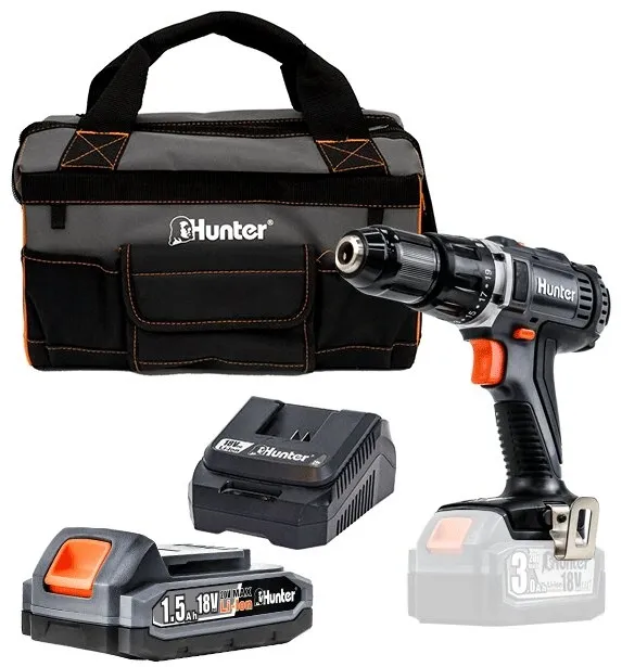 מברגה רוטטת/קודחת Hunter 100311-007 18V – עם סוללה 1.5Ah