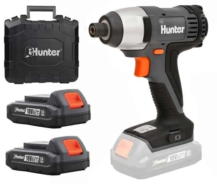 מברגת אימפקט נטענת Hunter 100312-003 18V – עם שתי סוללות 1.5Ah