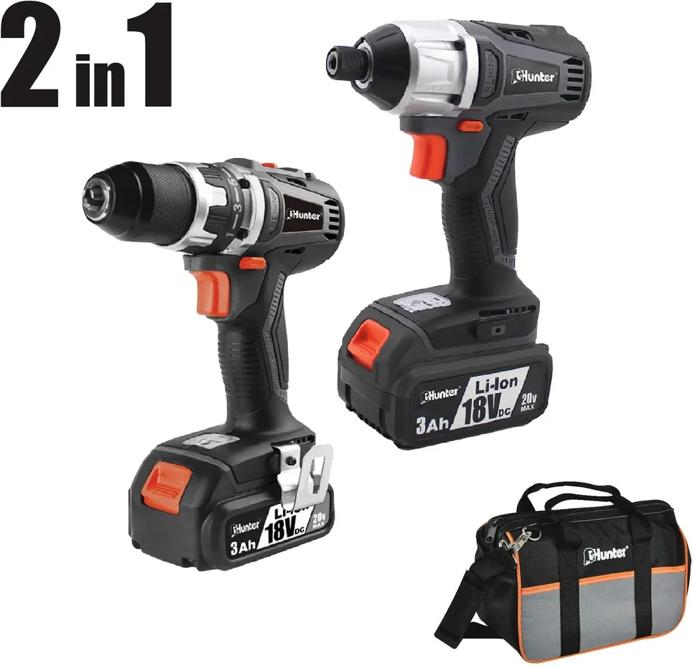 סט מברגת אימפקט+מברגה Hunter 100313-004 – עם שתי סוללות 1.5Ah