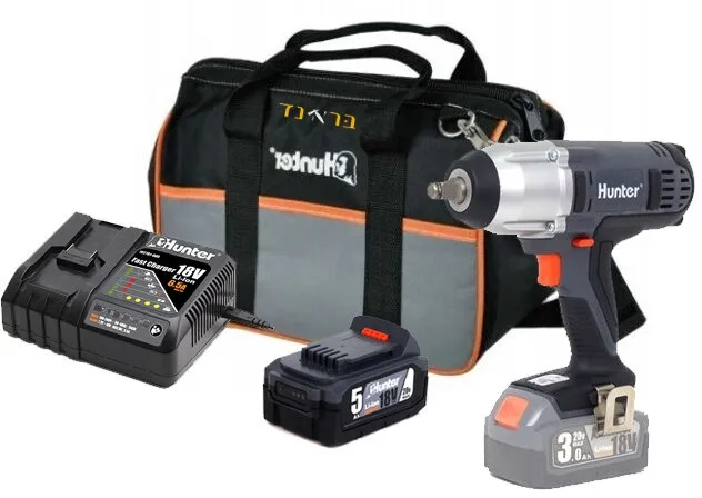 מפתח אימפקט Hunter 100314-003 18V – עם סוללה 5Ah ומטען 6.5A