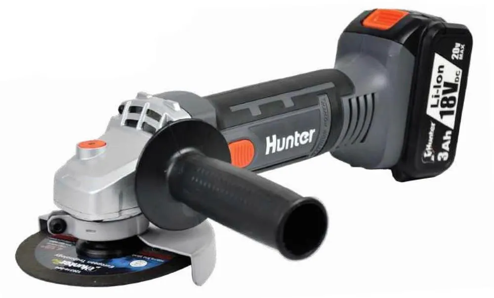 משחזת זווית נטענת 4.5" Hunter 100411-011 18V – עם סוללה 5Ah ומטען 6.5A