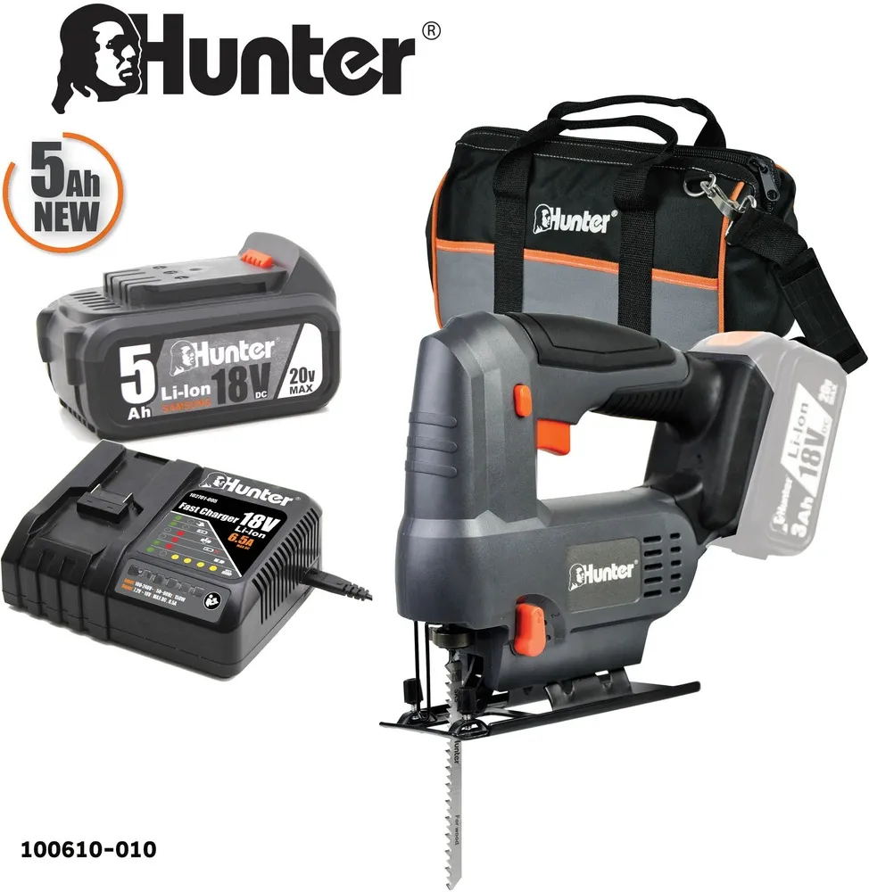 מסור אנכי נטען Hunter 100610-010 18V – עם סוללה 5Ah ומטען 6.5A