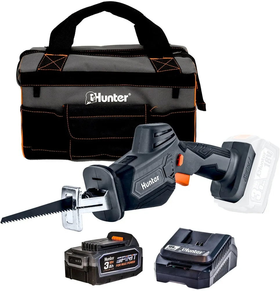 מסור חרב קומפקטי נטען Hunter 100611-008 18V – עם סוללה 3Ah