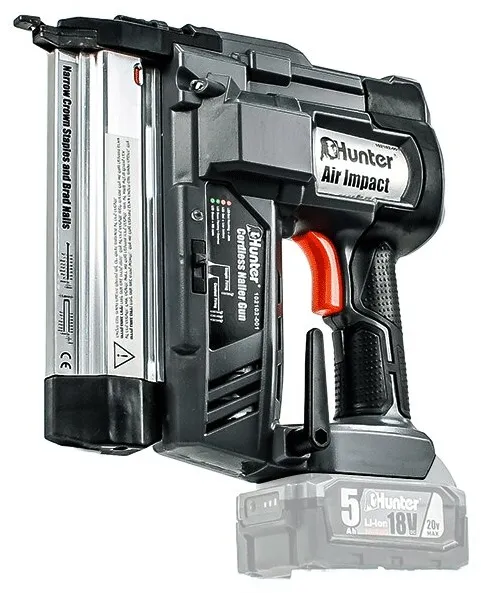 אקדח סיכות ומסמרים נטען Hunter 102102-003 18V – עם סוללה 5Ah ומטען 6.5A