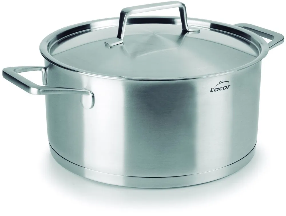 סיר נירוסטה נמוך עם מכסה 28 ס"מ 6.7 ליטר Lacor CHEF-LUXE