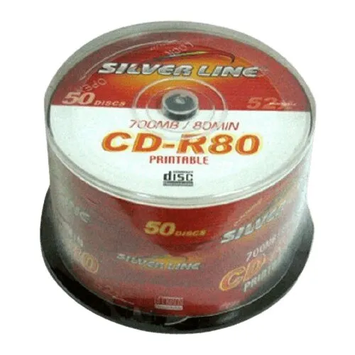 סט של 50 דיסקים CAKE50 CD-R80 CAKE PRINTABLE מבית Silver Line