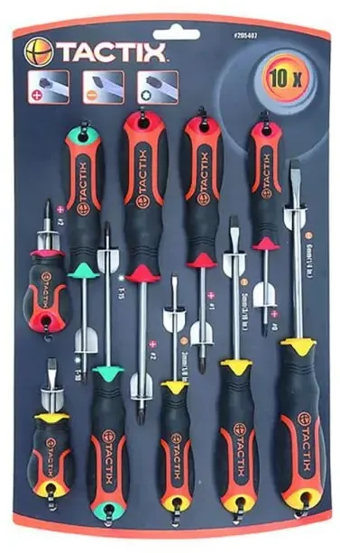 סט מברגים מעורב 10 יחידות TACTIX 205407