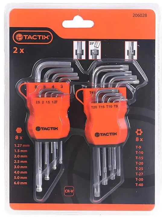 סט כפול מפתחות אלן וכוכב 16 יחידות TACTIX 206028