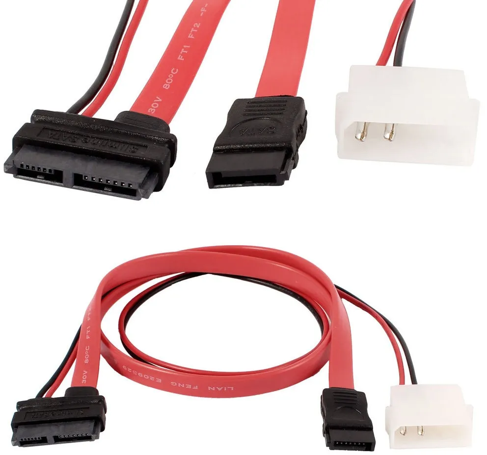 כבל SATA Cable 13pin (7+6pin) Female To 7pin SATA + 4pin