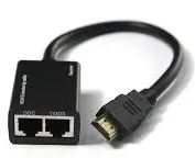 זוג משדר/מקלט HDMI על גבי שני כבלי רשת CAT5e/6 עם כבלי HDMI מובנים