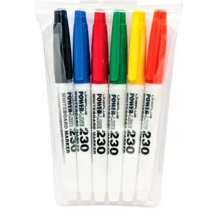 סט 6 טושים ללוח מחיק ראש עגול דק – מבית Line Plus