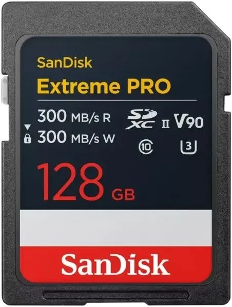 כרטיס זיכרון Sandisk Extreme Pro 128GB 300MB/s SDXC SDSDXDM-128G-GN4IN