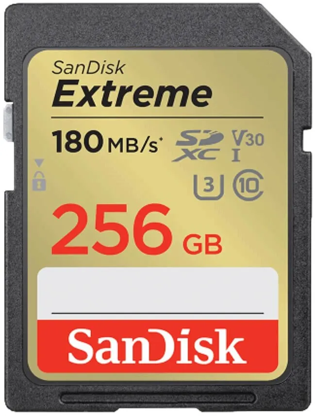 כרטיס זיכרון Sandisk Extreme 256GB 180Mb/s