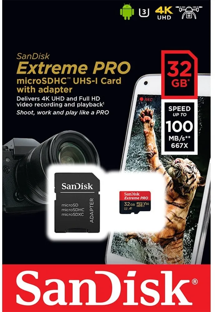 כרטיס זיכרון Sandisk Extreme Pro 32GB 100Mb/s SDSQXCG-032G