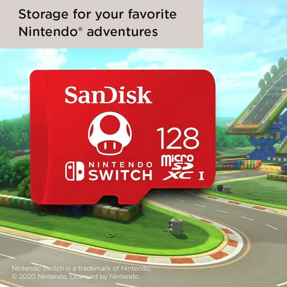 כרטיס זיכרון Sandisk Nintendo Switch 128GB 100MB/s microSDXC SDSQXAO-128G-GN3ZN