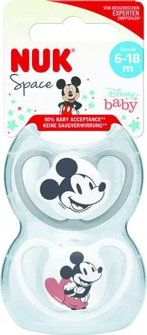 זוג מוצצים 6-18 חודשים NUK Space Mickey Mouse – צבע אפור