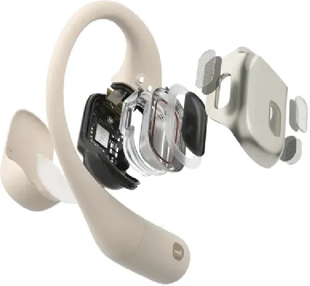 אוזניות ספורט אוזן פתוחה אלחוטיות Shokz OpenFit Open-Ear בצבע בז'
