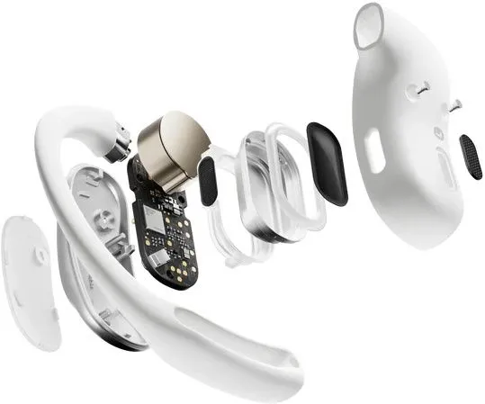 אוזניות ספורט אוזן פתוחה אלחוטיות Shokz OpenFit Air בצבע לבן