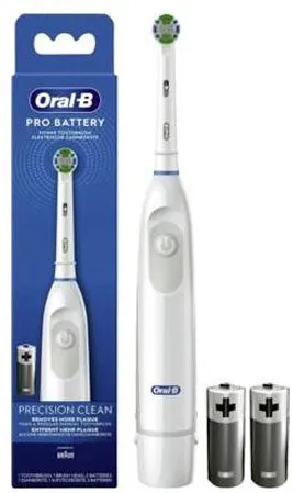 מברשת שיניים חשמלית על סוללות Oral-B Pro Precision Clean – צבע לבן
