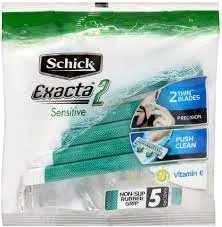 סכיני גילוח חד-פעמיים סנסטיב Schick Extreme 2 לגברים דו להבי – סך הכל 5 סכינים עם ידית
