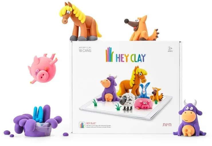 ערכת עיצוב בחימר – סט חיות – מבית Hey Clay