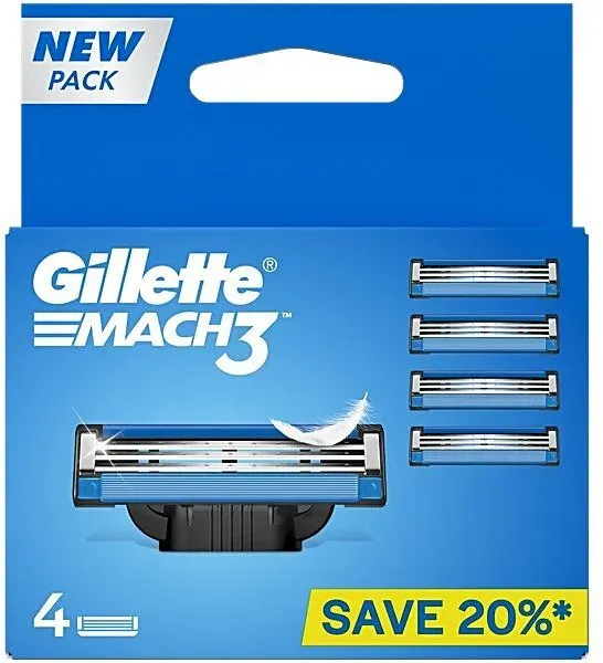 סכיני גילוח רב פעמיים Gillette MACH 3 לגברים ארבעה להבים – סך הכל 4 סכינים