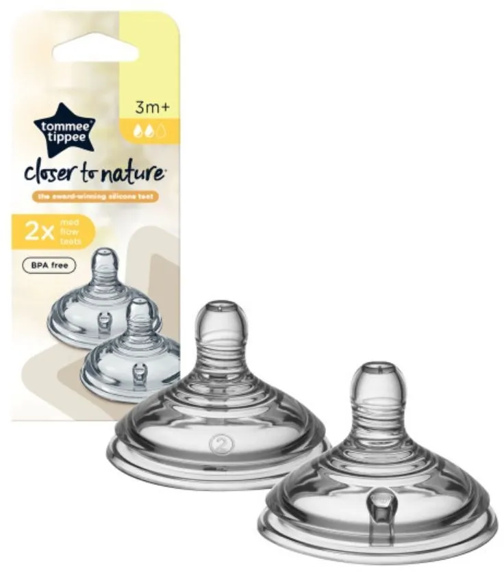 זוג פטמות זרימה בינונית Closer To Nature – שלב 2 – מבית Tommee Tippee
