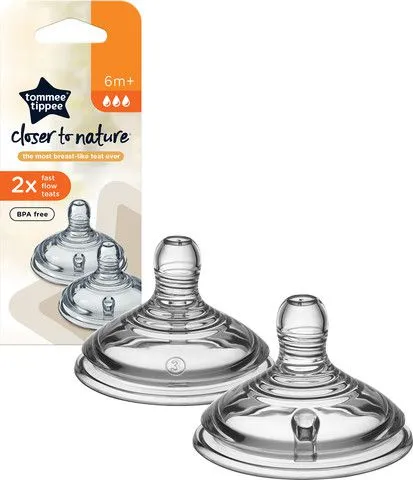 זוג פטמות זרימה מהירה Closer To Nature – שלב 3 – מבית Tommee Tippee