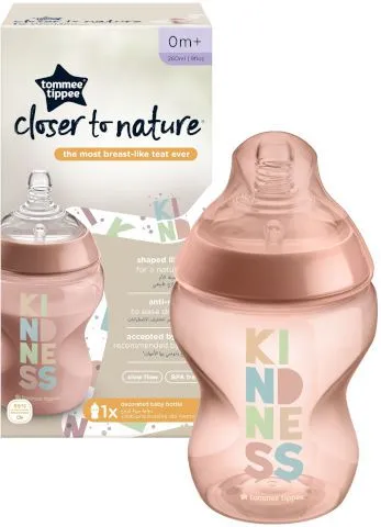 בקבוק האכלה 260 מ"ל Closer To Nature – ורוד – מבית Tommee Tippee