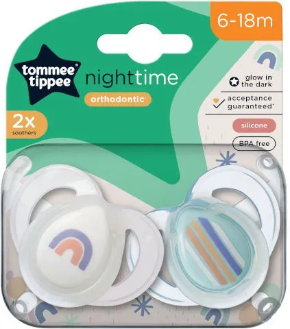 זוג מוצצים לטקס זוהרים בחושך 6-18 חודשים Night Time – מבית Tommee Tippee