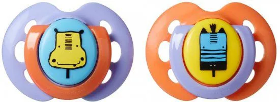 זוג מוצצים 0-6 חודשים Fun Style – סגול כתום צהוב – מבית Tommee Tippee