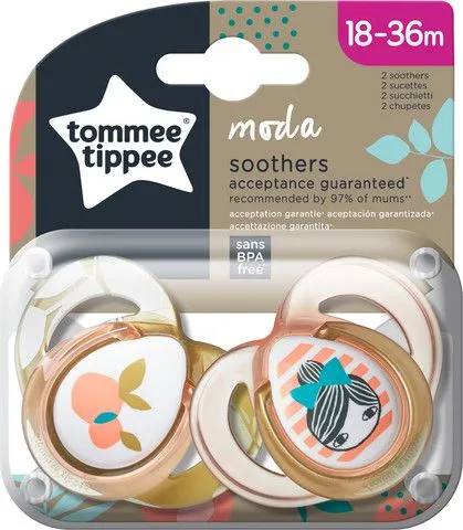זוג מוצצים 18-36 חודשים Moda – חום כתום אפרסק – מבית Tommee Tippee