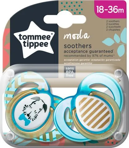 זוג מוצצים 18-36 חודשים Moda – כחול זהב – מבית Tommee Tippee