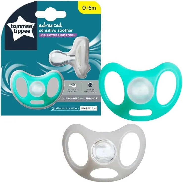 זוג מוצצי סיליקון לעור רגיש 0-6 חודשים Advanced Sensitive – מבית Tommee Tippee