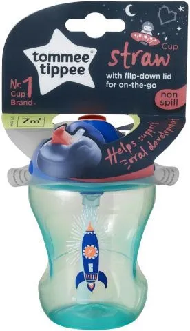 כוס שתייה שסתום עם קשית 230 מ"ל – כחול – מבית Tommee Tippee